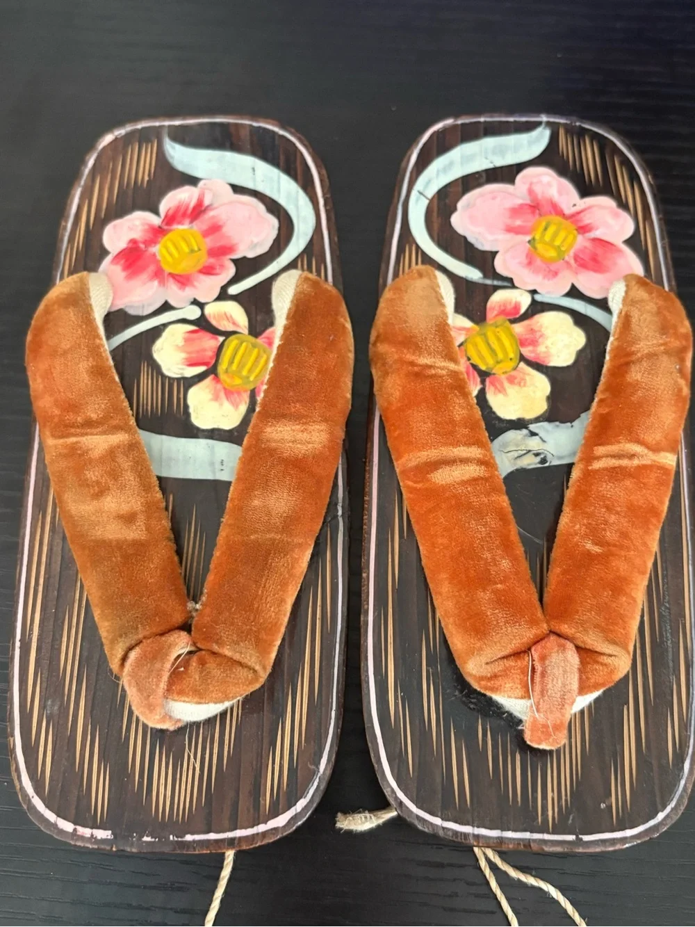 Vintage Japanese Hand Painted Traditional Geta Wooden, Lacquered Child’s Clog